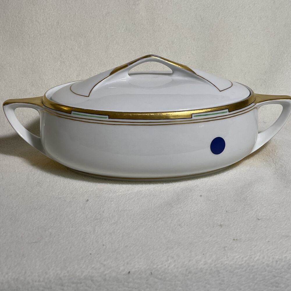 Rosenthal Selb-Bavaria DONATELLO Oval Lidded Bowl Art Deco Hand Painted Signed